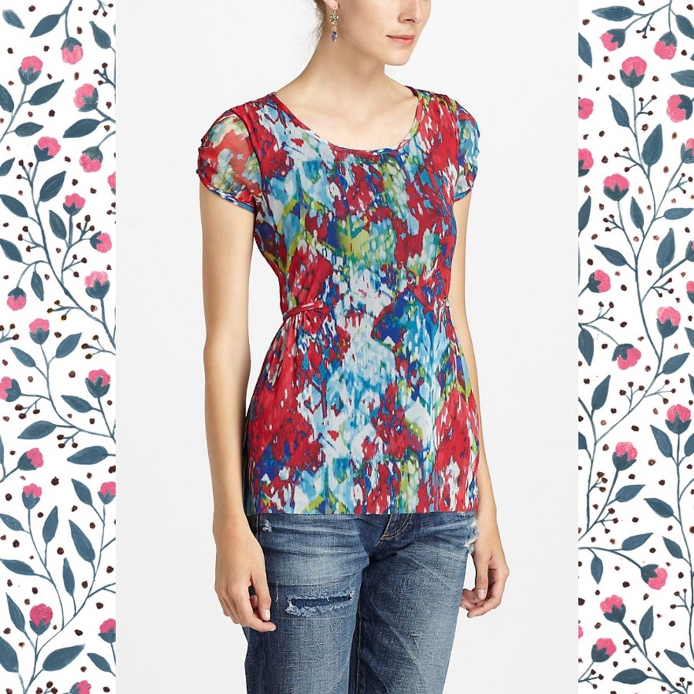 {Anthro} Weston Wear Sprouted Peplum Top, Sz L